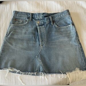 Womens Raw Hem Mini Denim Skirt